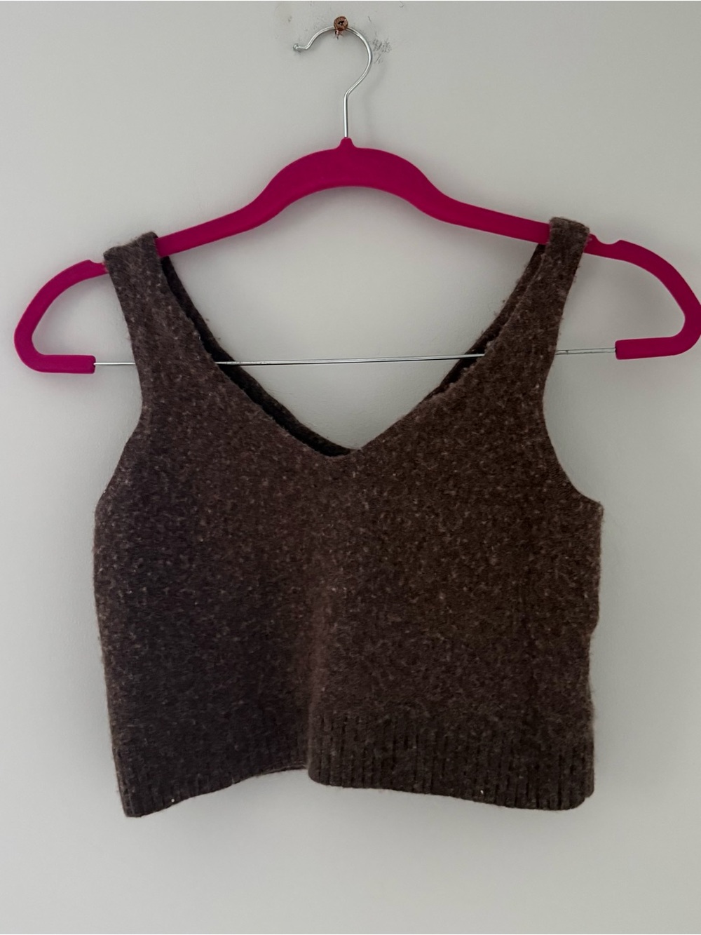 Madewell Brown V-Neck Knit Crop Tank Top - Women